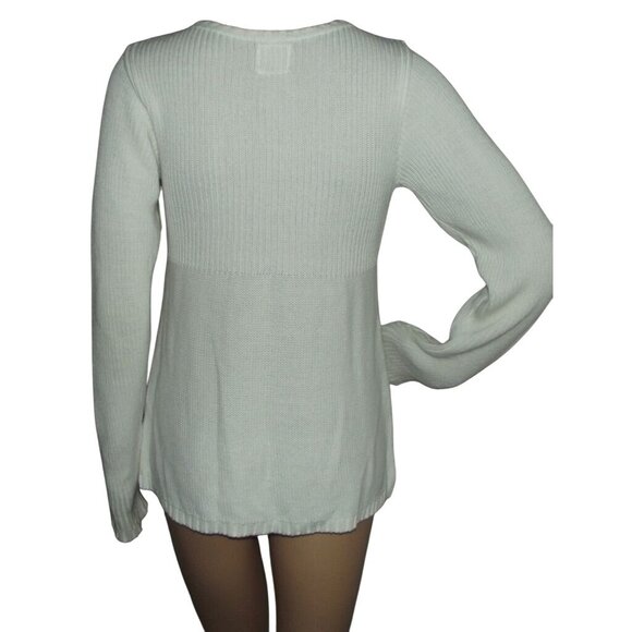 L.O.G.G. By H&M Cardigan Sweater Womens Size Small White Knit Button Front - Picture 2 of 10
